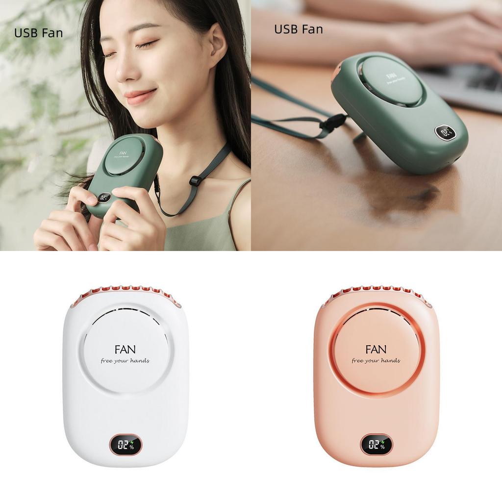 Neuer hängender Halsventilator, blattlos, USB, zur Hüfte hängend, leistungsstark, leise, Schreibtisch-, Hand-, kleiner Ventilator, grenzüberschreitend