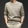 Men Solid Color Jacquard Pullover Long Sleeve Casual Knit Sweater Top