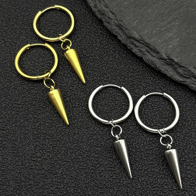 Punk Spike Rivet Hoop Earrings For Women Men Ear Studs Stainless Steel Gothic Hip Hop European and American Earring Jewelry Gift