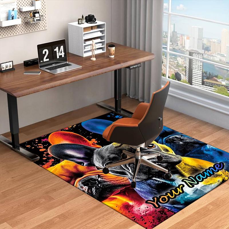 1PC Custom Name Colorful French Bulldog Portrait Theme Floor Mat Ideal for Living Room, Game Rooms, Office, Bedroom Floor Mat Playful Design