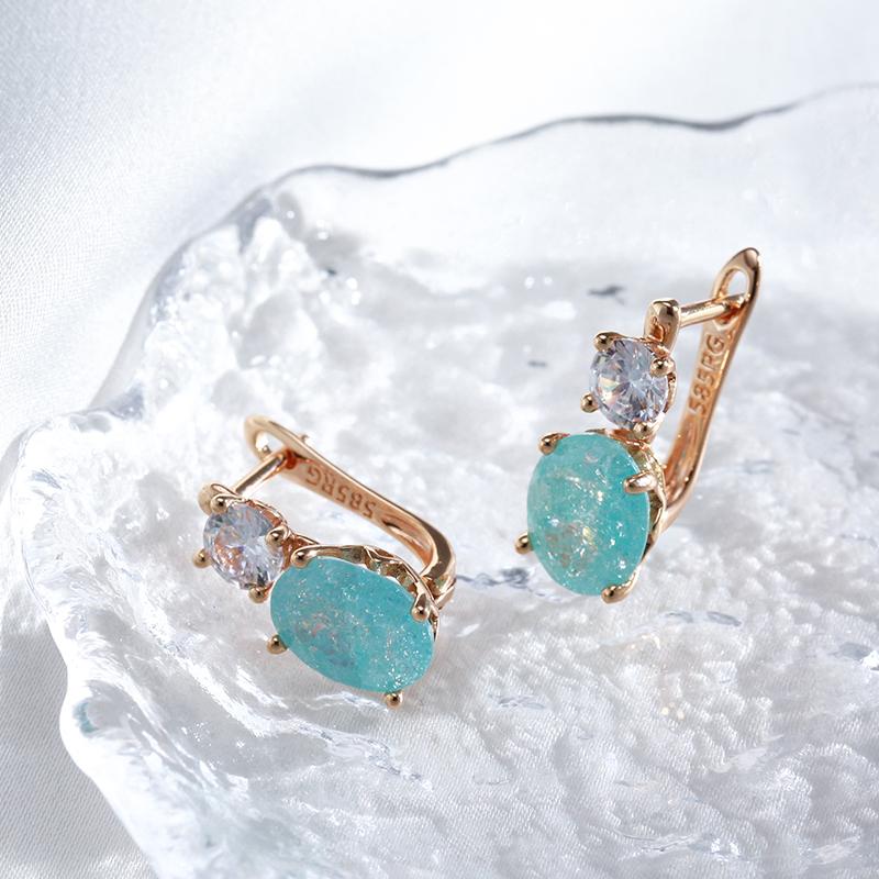 New Emerald Oval Cut Zircon Drop Earrings For Women Luxury Natural Zircon With Rose Gold Earrings Wedding Jewelry