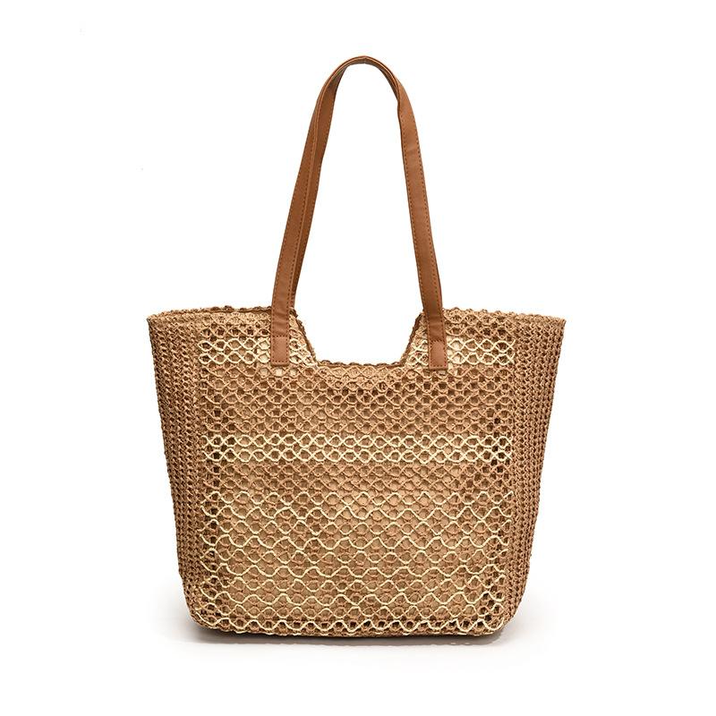 

New paper rope woven bag fashionable versatile hollow bag casual straw bag beach bag shoulder women s bag хаки