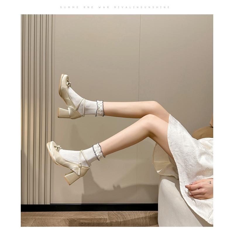 Women's Shoes 2025 New Buckle Strap Women's High Heels Fashion Butterfly-knot Dress Pumps Women Hot Sale Shallow Mary Jane Shoes