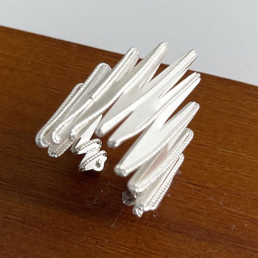 Pierścionki ze srebra 925 dla kobiet Geometryczna Delikatna Biżuteria Palec Regulowany Szeroki Błyszczący Pierścionek Na Imprezę Prezent Urodzinowy