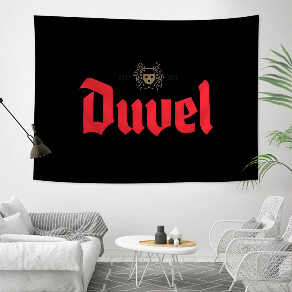Duvel Bier Anime Wandteppich Hippie Blume Wandteppiche Schlafsaal Dekor Wandbehang Heimdekor