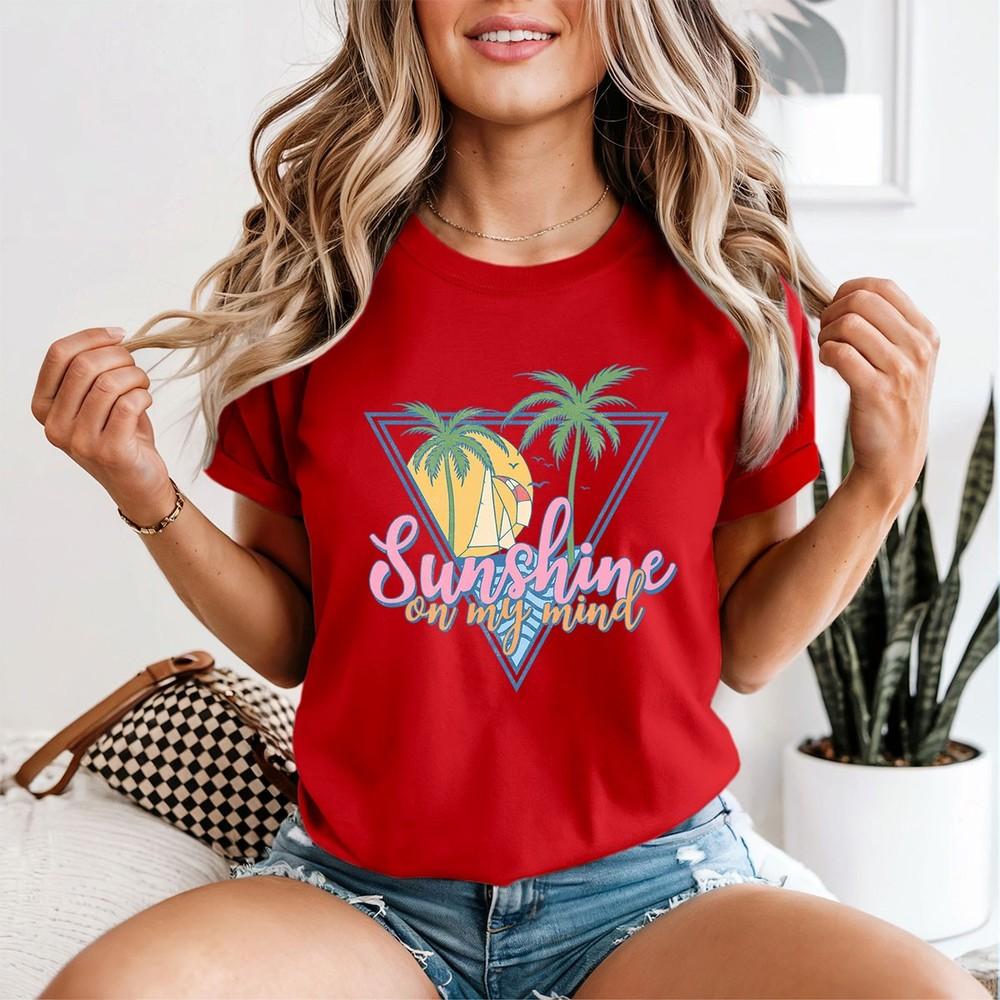 

Sunshine On My Mind Beach Vacation Travel Womens T-Shirt M