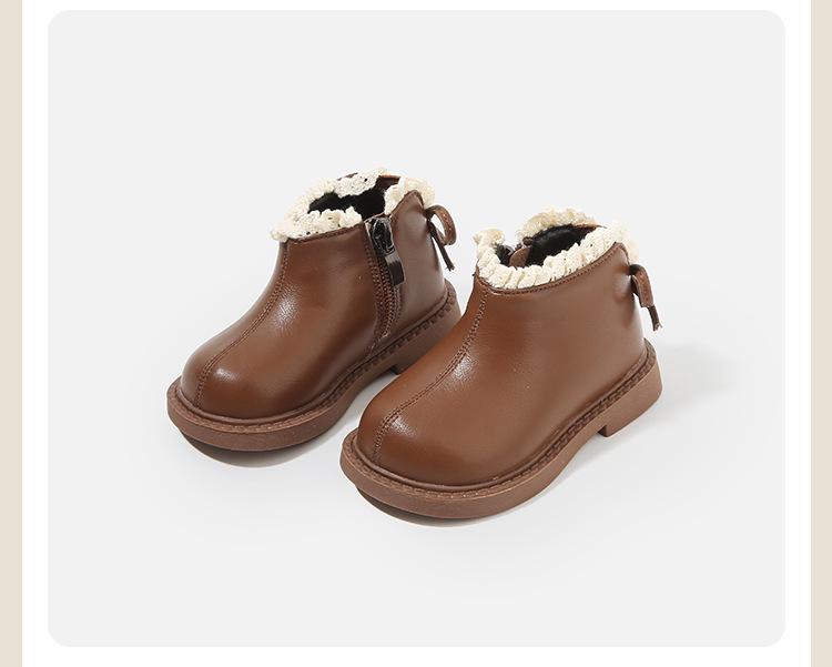 Autumn/Winter Infant & Girls' Leather and Cotton Boots, Korean Style