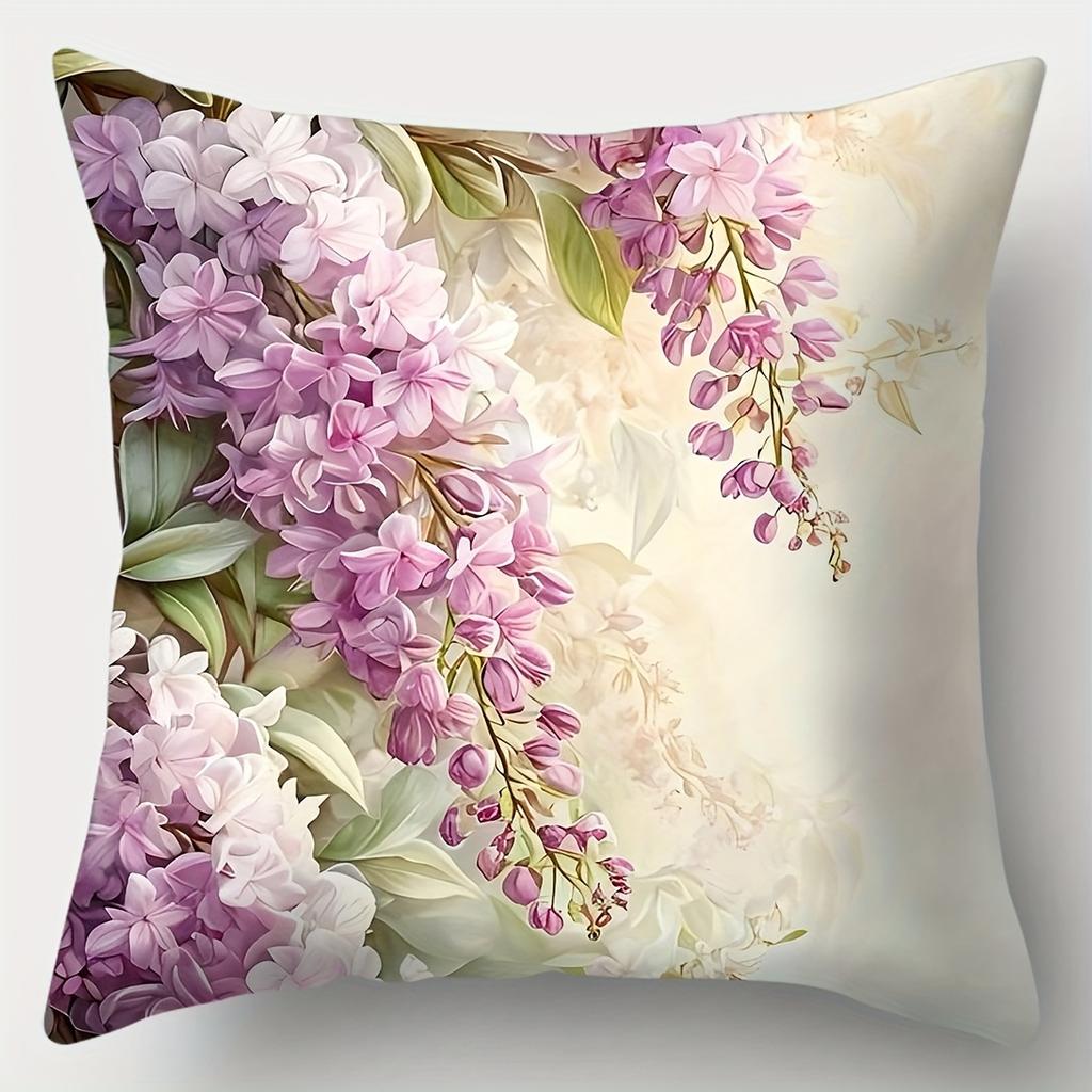 1Pc Romantic Floral Blossom Pillowcase Multiple Blossom Pattern Decorative Cushion Cover For Sofa Bedroom Home Decoration