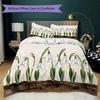 White Snowdrop Floral Pattern Bedding uilt Set uilt Cover Pillowcase Home Decoration Birthday Gift (1 * duvet cover + 2 * pillowcase without core)