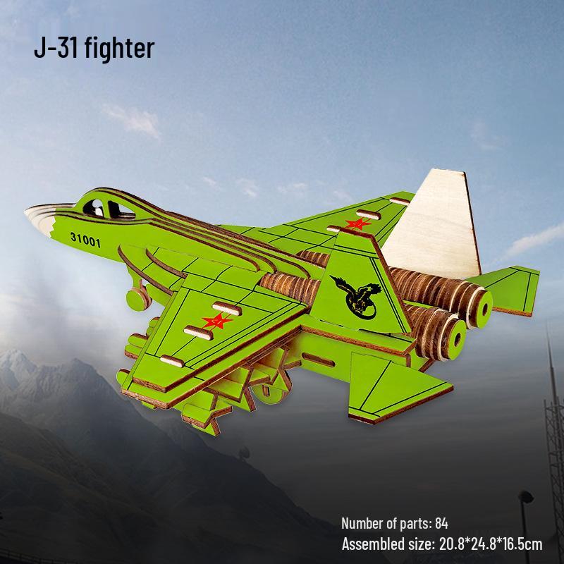 Wooden 3D Airplane Puzzle Educational DIY Toy for Children