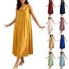 Women's Fashion Color Collar Sleeveless Pleated Dress