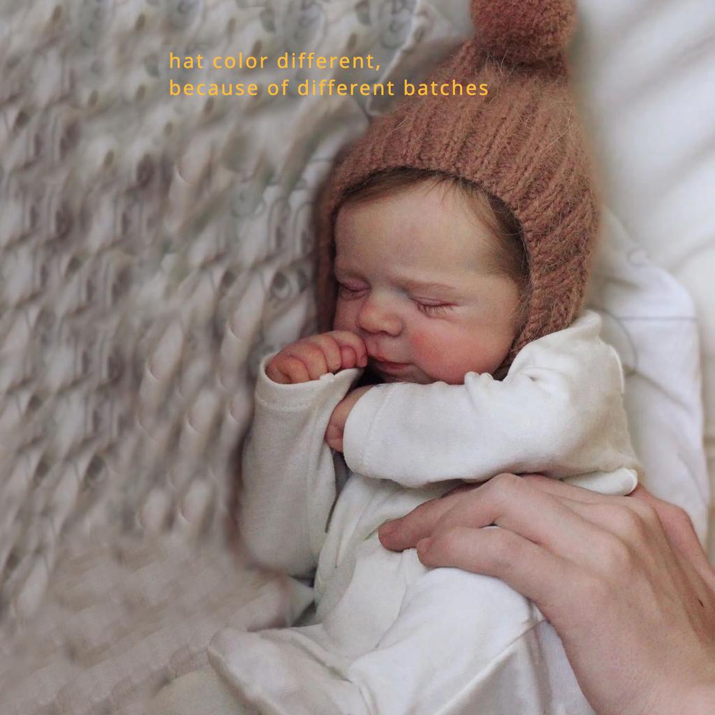 BZDOLL 3D-paint Skin with Visible Veins 48cm 19inch Soft Touch Vinyl Asleep Reborn Baby Doll Toy for Girl Lifelike Kid Birthday Gift
