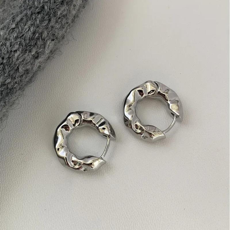Vintage 925 Sterling Silver Earrings for Women Girls Ear Hoop Versatile Round Circle Drop Earrings Fashion Party Jewery Gifts