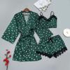 2026 new summer sexy pajamas satin three-piece loungewear love print women