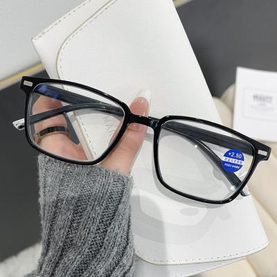 Übergroße quadratische Lesebrille Damen&Herren mit Sehstärke Blaulichtblockierend Alterssichtige Brille Computerbrille +1.0 1.5 2 +4.0