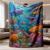 2026 Latest Flannel Blanket Digital Print Flannel Fantasy Ocean Creatures Blanket Suitable for Sofa Throw Bed Cover Home Decor Camping Travel Versatil