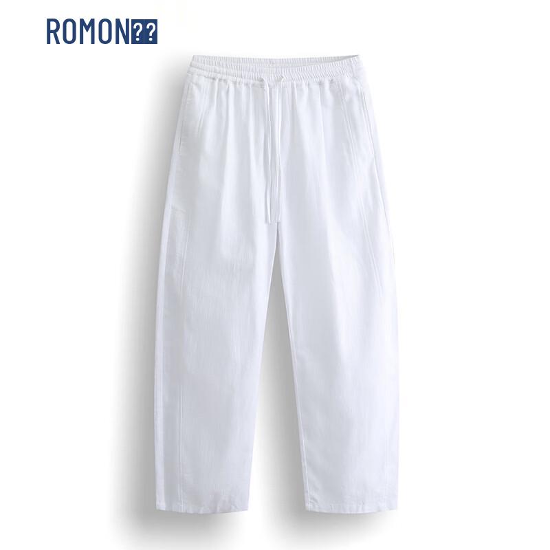 Romon Men's Chinese Style Cotton Linen Casual Pants