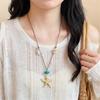 Trendy Resin Starfish Shell Pendant Necklaces for Women Handmade Long Rope Braid Adjustable Necklaces Summer Ocean Jewelry