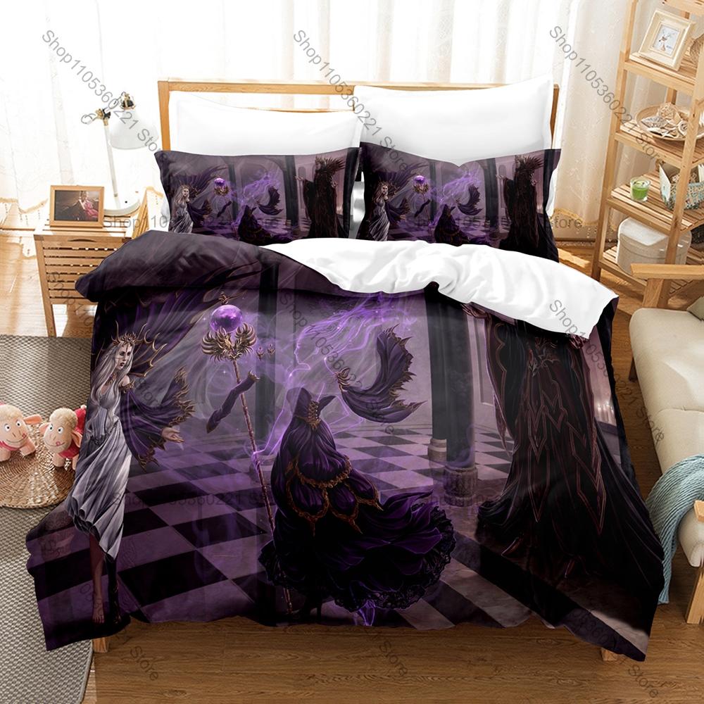 Wraith Shadow Spirit Foggy Ruin Black Thorn Blood Moon Skeleton Ghost Duvet Cover + 2 Pillowcases Gothic Fans 3pcs Bedding Set