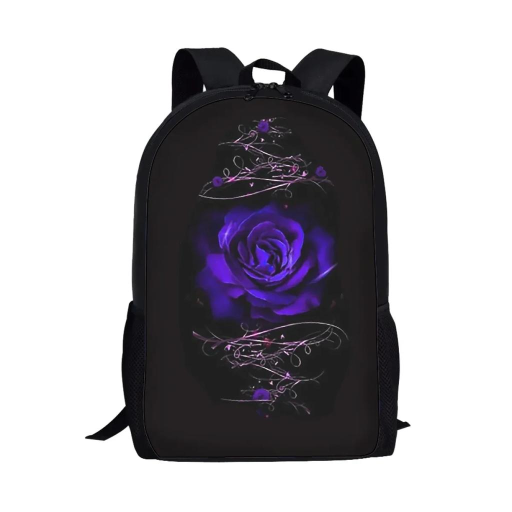 Gothic Rose Pattern School Bags for Girls Teenager Shoulder Backpack Trend College Student Casual Women Travel Bag