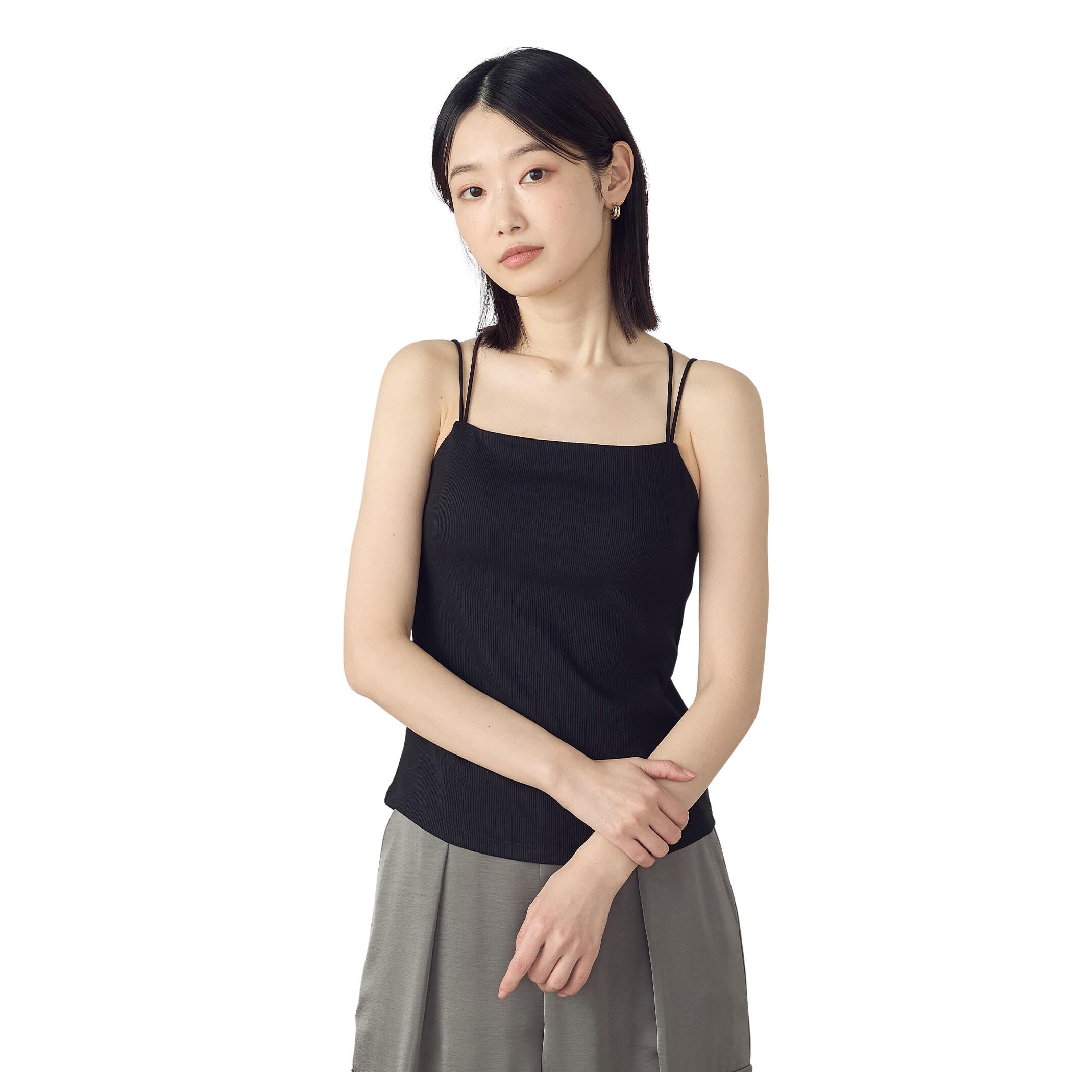 

Comme Ca Ism Double Strap Camisole with Size Black Cups, 12-63CK08-205, Medium, чёрный