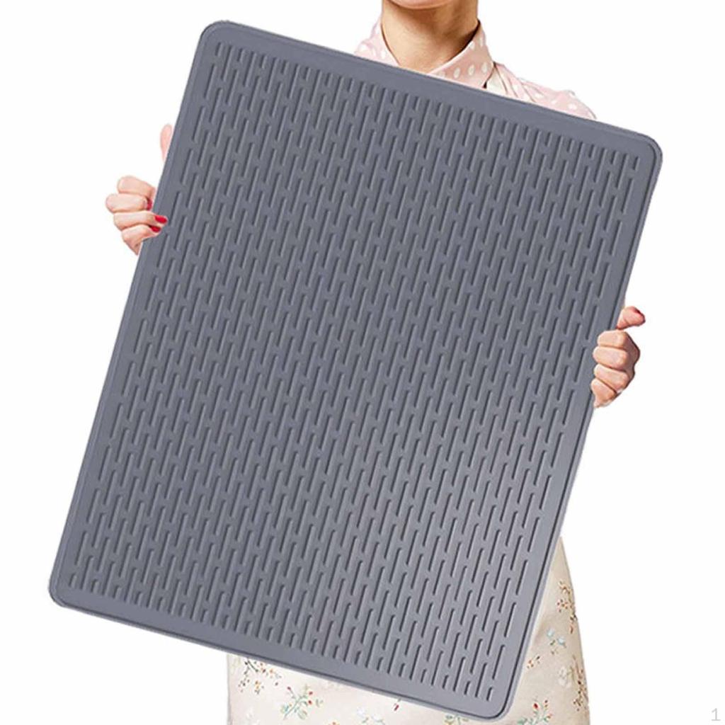 Silicone Top Cover Mat Cooktop Protector Universal Drain Pad Heat Insulation Dish Drying for