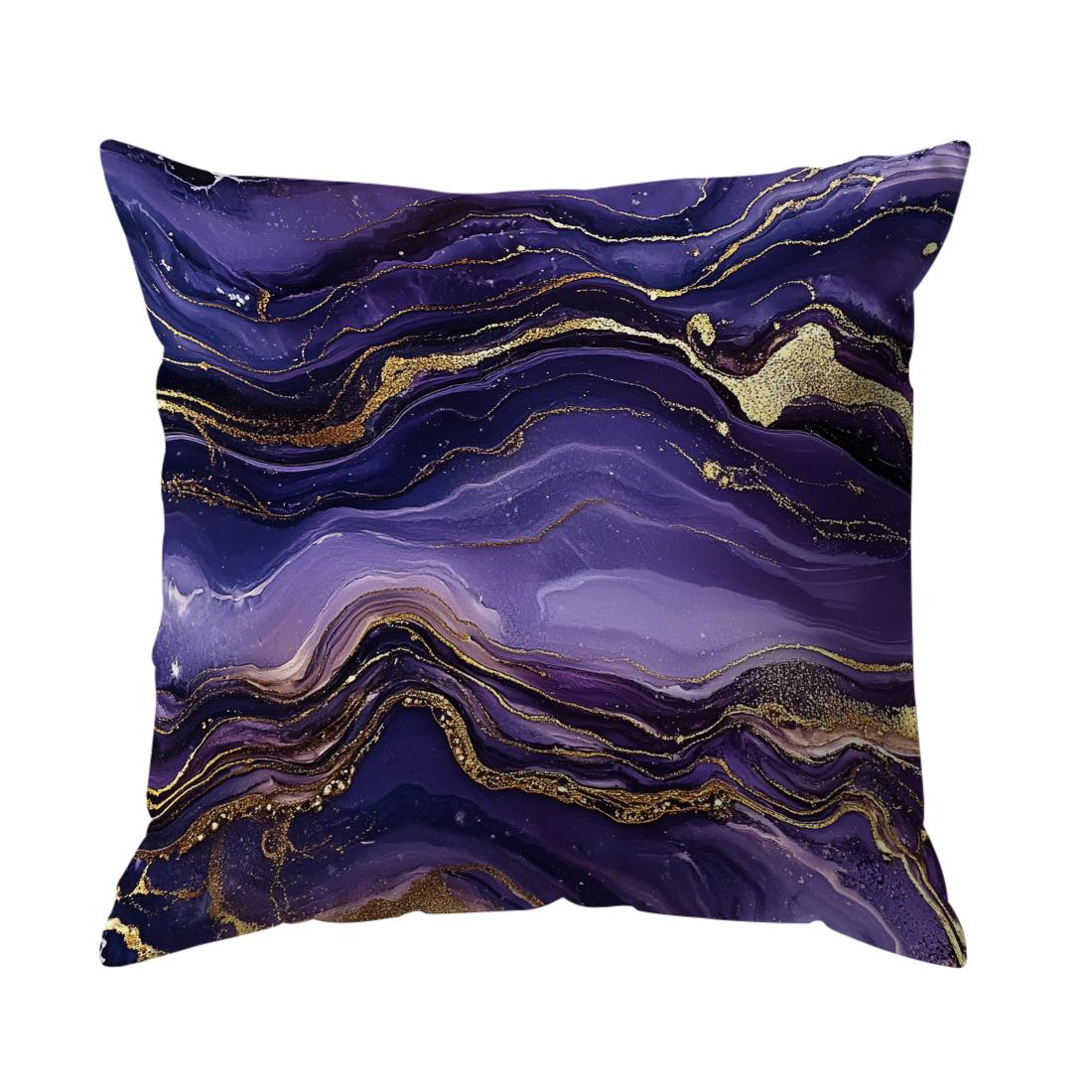 

Домашний Декор Фиолетовый и Золотой Мраморный Узор Наволочка для Подушки с Узором Подходит для Дивана Спальни Автомобиля 40x40cm 16x16in