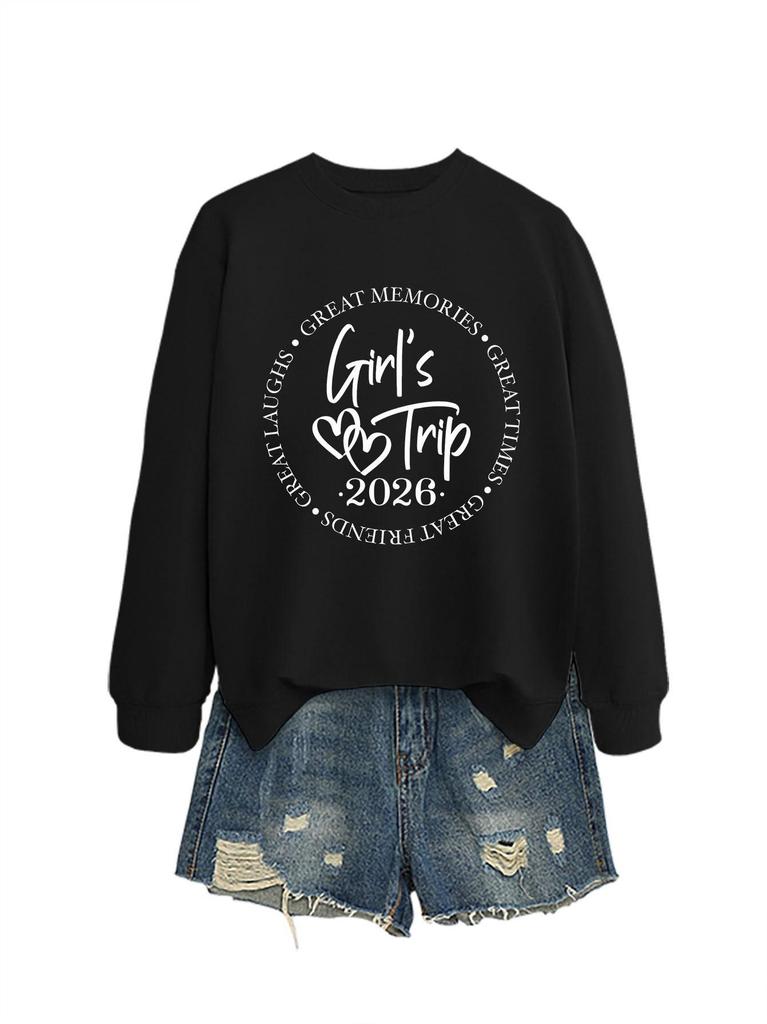 Women's European Autumn/Winter Round Neck Long Sleeve Hoodie
