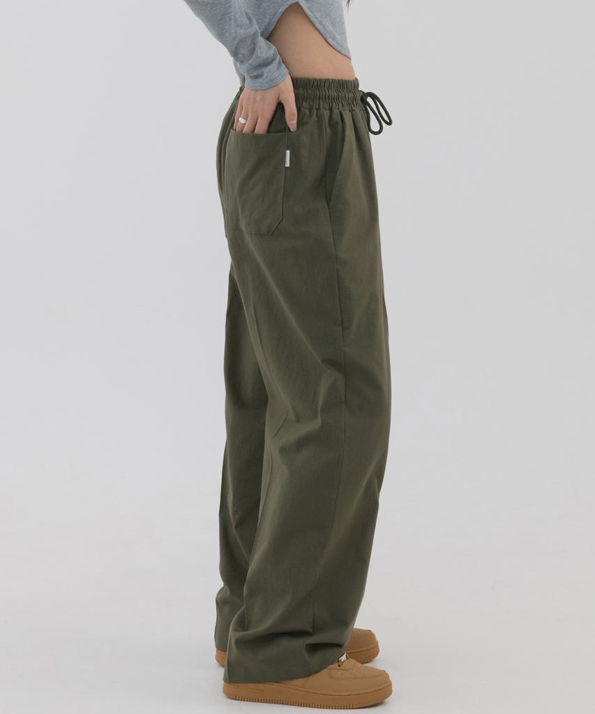 PIANER Linen-Like Semi-Wide Pants (Khaki)