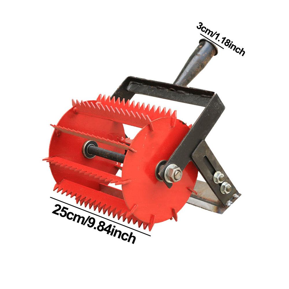 

Ручная толкательная мотыга на колесах для прополки Марганцевая сталь Машина для удаления сорняков Зубья пилы Сельскохозяйственный рыхлитель Пропольщик Без ручки
