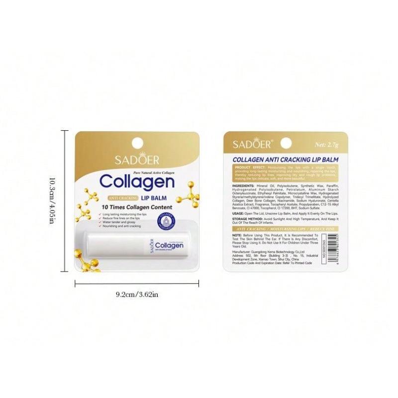 1Pc Hydrating Collagen Lip Balm Antichapped Moisturizing Formula with Hyaluronic Acid Gentle Enough for All Skin Types