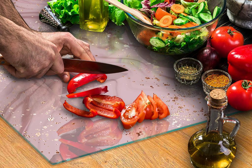 TAGLIERE IN VETRO 52x30 MARMO
