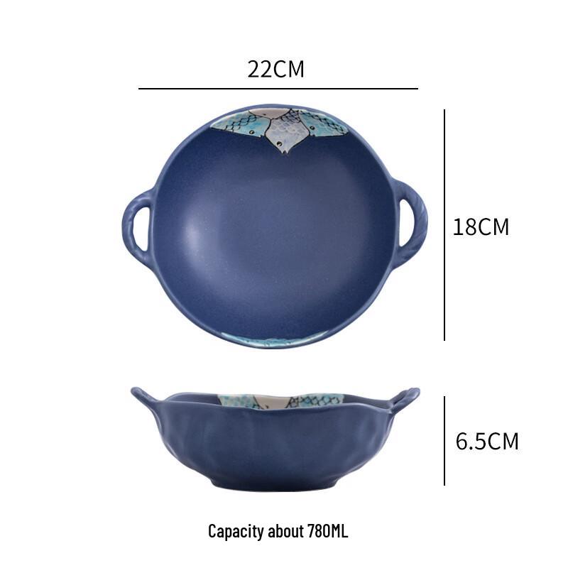 Japanese Style Hand-painted Ceramic Soup and Ramen Bowl