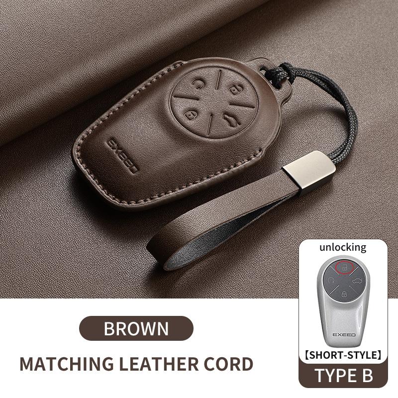 Leather Car Key Case Cover Fob For Chery Exeed Lx Txl Atlantix Et Es Vx Fl Rx Cdm Phev Car Remote Keychain Case Shell Accessorie