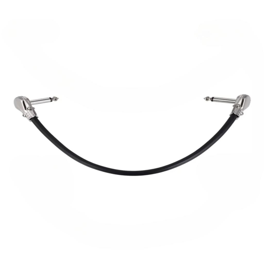 15cm/ 6in 30cm Guitar Effect Pedal Instrument Patch Cable 1/4" Silver Right-angle Plug Black PVC Jacket, 6-Pack