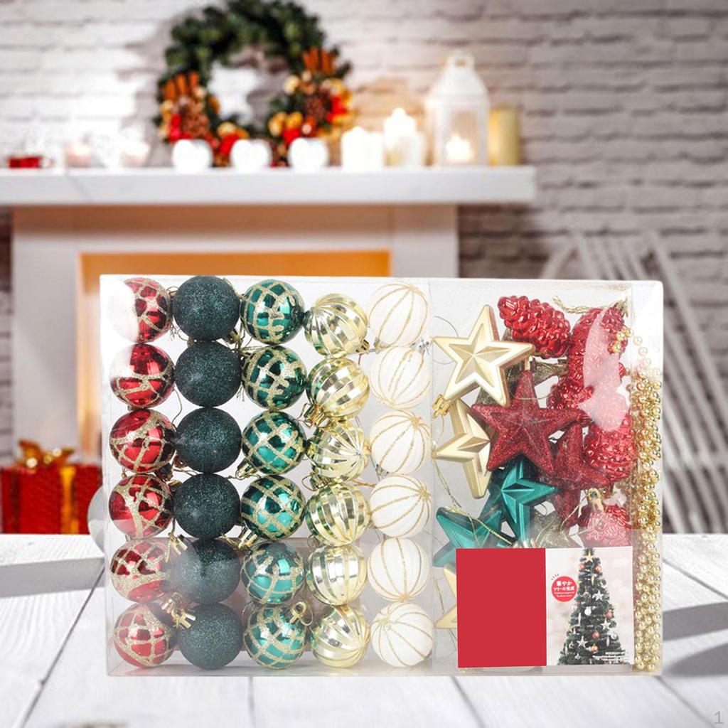 53 Pieces Christmas Ball Ornament Tree Hanging Charm Pendant for Festival
