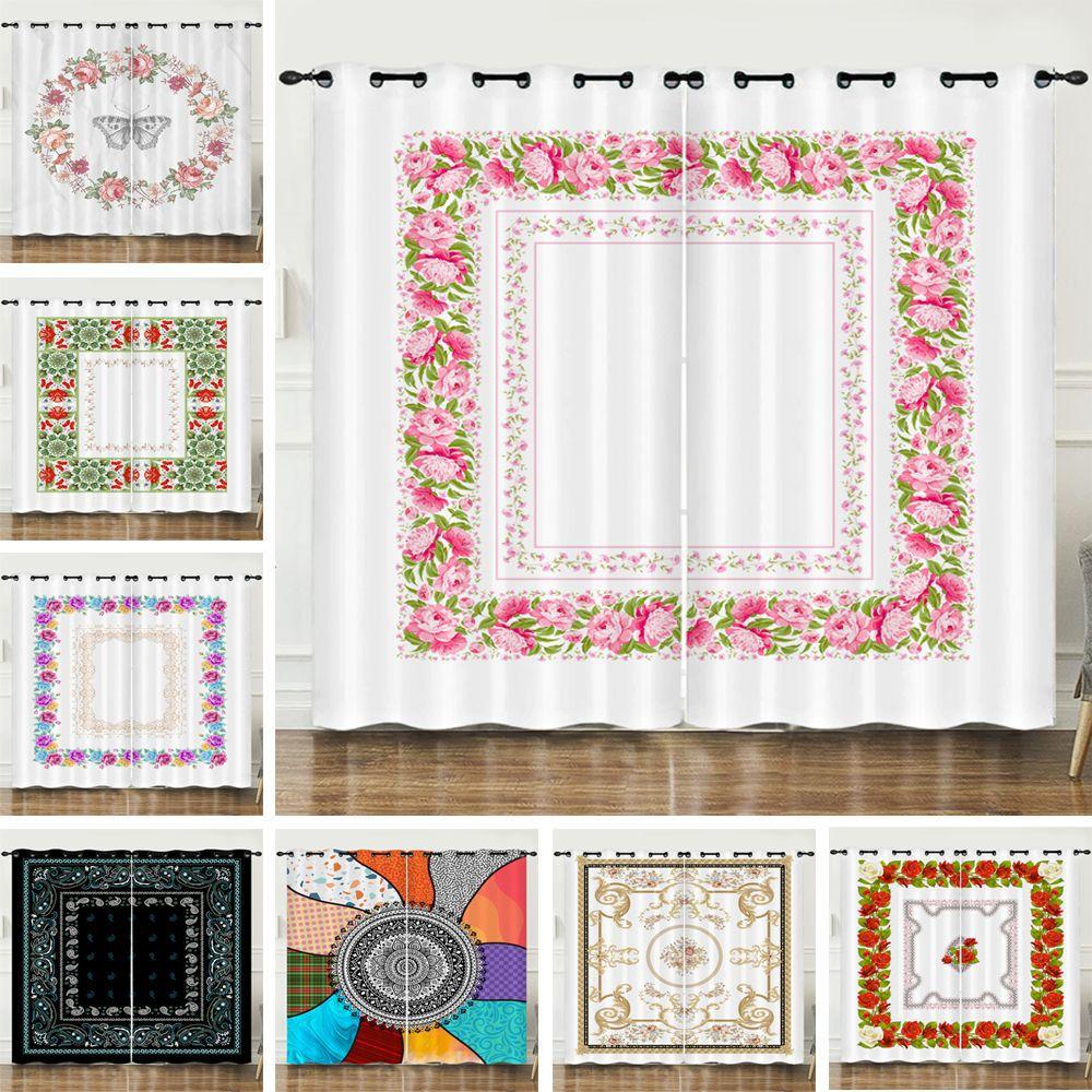 Curtain Ethnic Pattern Simple 3D Digital Printing Blackout Curtain Punching