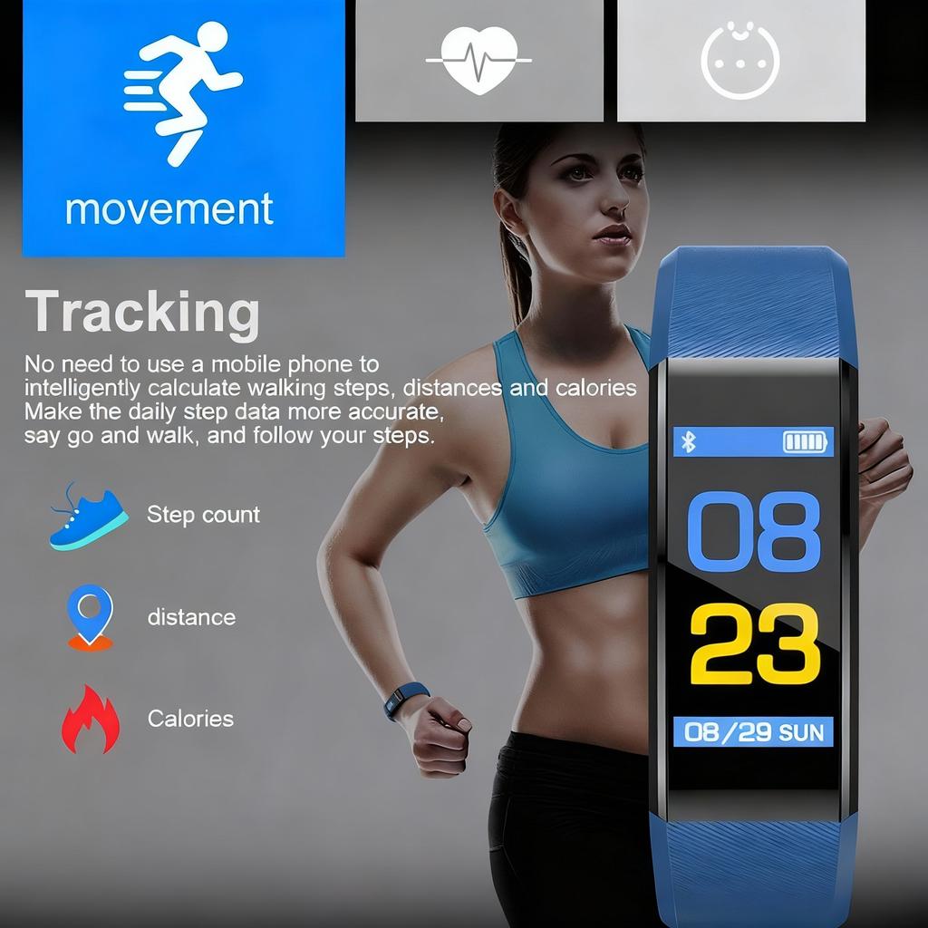 Id115Plus Fitness Watch For Men Women Smart Watch  Heart Rate Monitor Step Counting Calorie Burning Call Reminder