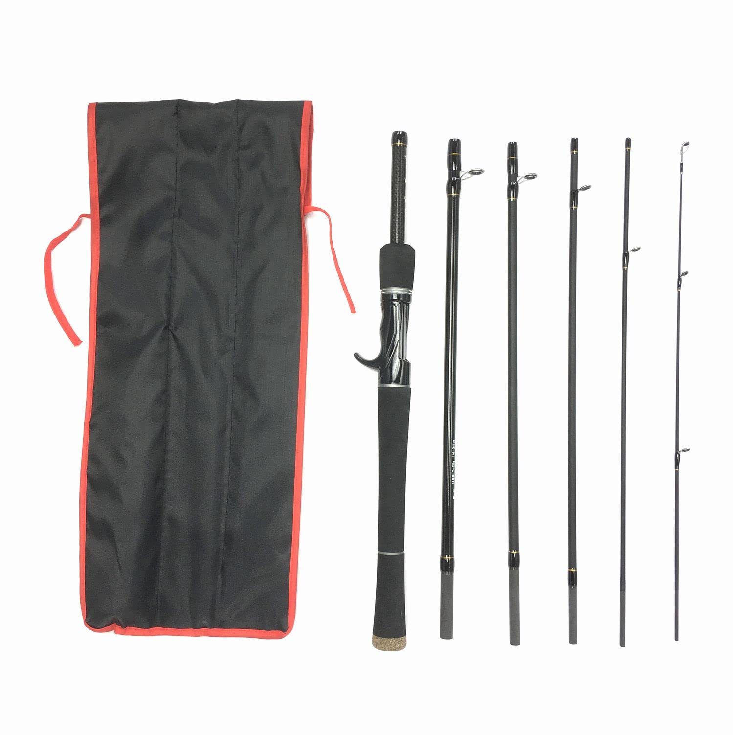 

7ft Baitcasting Rod for Bait Finesse and Sea Mountain Stream and Rockfish (2.1m) 6-Piece (ML) Bait-Pack Fishing, Bass, Trout, Baitcasting, Rockfish, чорний