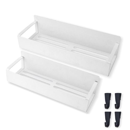 Yousheng Refrigerator Magnetic Spice Rack with Hooks Hollow Design Rustproof Strong Load-bearing Large Capacity Spice Rack Kitchen Storage Shelf