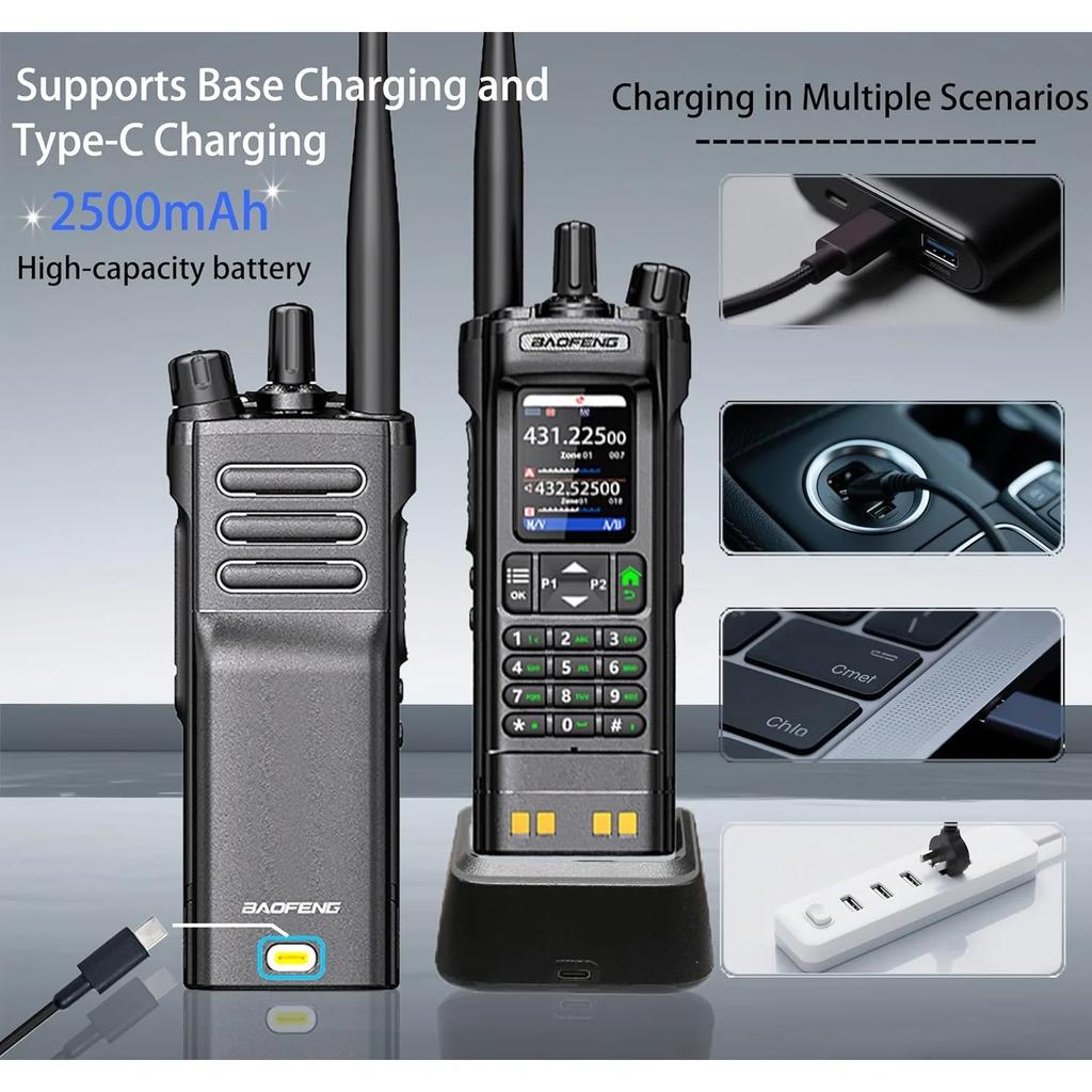BAOFENG UV-32 10W Dualband-Funkgerät Langstrecke GPS NOAA APP Frequenz schreiben 2500mAh Typ-C Schwarz