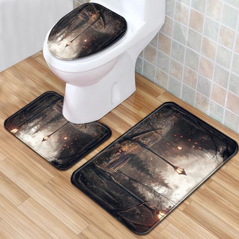 Landscape Bathroom Floor Mat Toilet Three-Piece Set