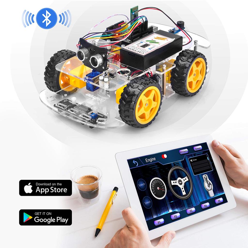 OSOYOO Arduino UNO Multifunctional Educational Robot Car V2.1 STEM Remote Control App 4WD Building, Programming, Learning Educational Electric Robotic