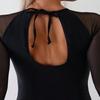 Sexy Transparent Mesh One Piece Swimsuit Women Black See Through Long Sleeve Swimwear Bathing Suit