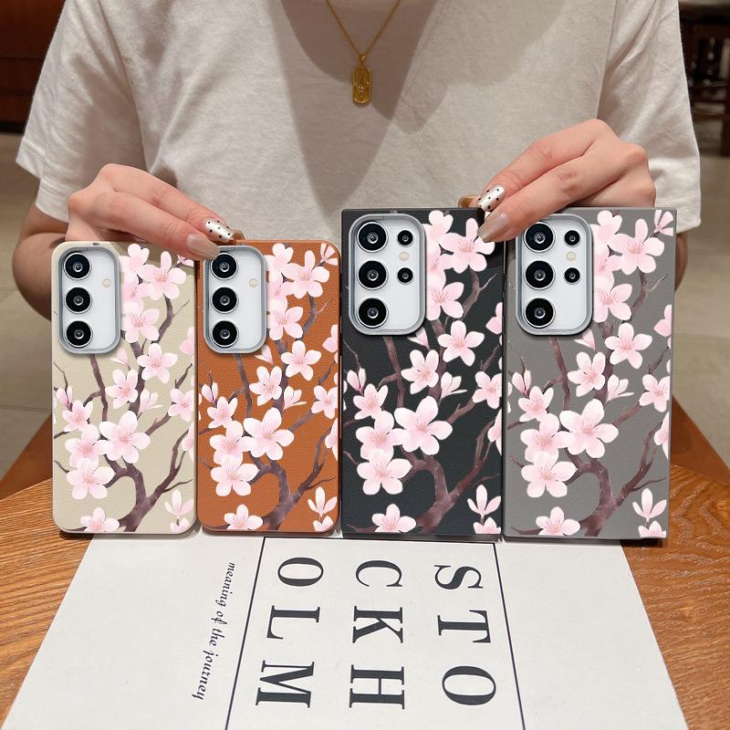 Hand-drawn Style Sakura Pattern Case For Samsung Galaxy S26 Ultra S25 Edge S24 Plus S23 S22 S21 FE A54 A15 A25 A35 A55 A16 A26 A36 A56 A17 A37 A57 5G