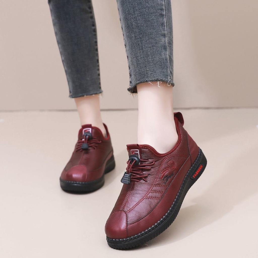 Vinter Komfortable Dame Bomullssko, Sko for Middelaldrende og Eldre Mødre, Pluss Fløyel Fortykket Varm Flatsåle Myksåle Dame Bomullsstøvler