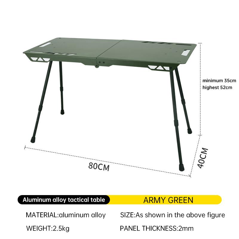 Outdoor Tactical Table, Lightweight IGT Aluminum Alloy Height-adjustable Table, Portable Foldable Camping Picnic BBQ Rack
