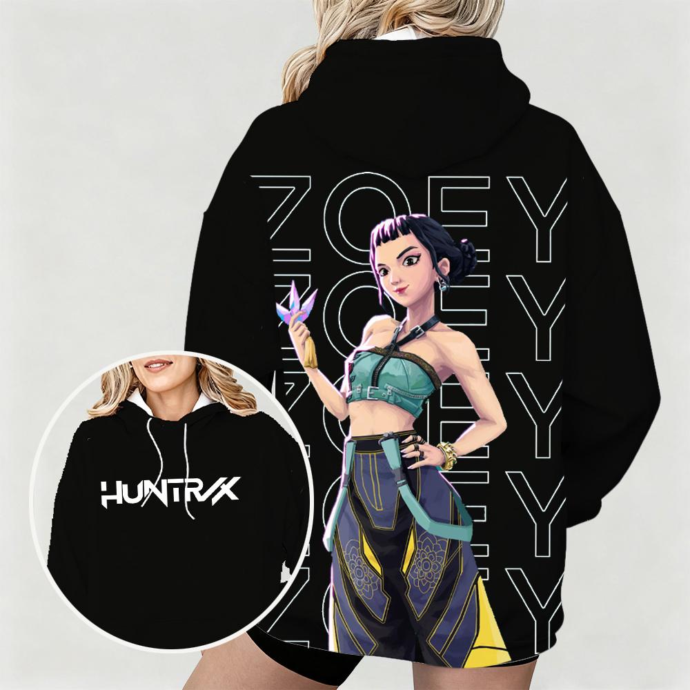 

Women s Oversized Hoodie with KPop Demon Hunters Zoey Animated Character Print Dual-Side Graphic Design for Casual Daily Wear XL