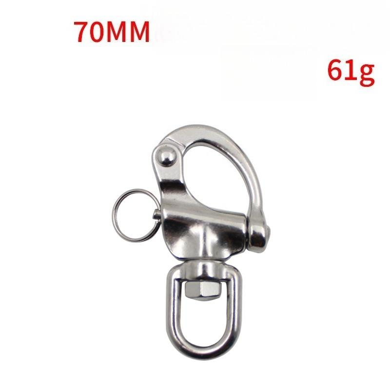 Outdoor Sports 316 Stainless Steel Ring Type Rotating Spring Shackle, Hand Pulled Quick Hanging Shackle, Quick Release Shackle 70mm серый