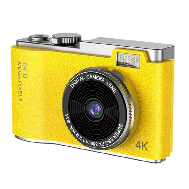 

Цифрова камера 4K 64MP Цифрова камера для дітей Камера наведи та знімай Портативна камера для підлітків Студентів Хлопчиків Дівчат жовтий